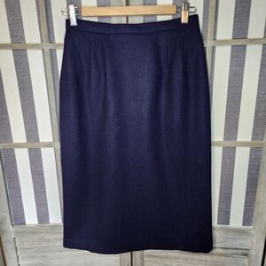 Michele Vintage Wool Navy Midi Skirt